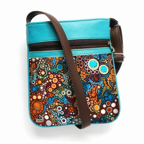 Kabelka Jenny No.72 kabelka barevná vintage šitá satén zip bublinky máky popruh crossbody 