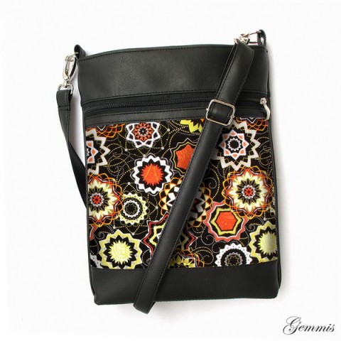 Kabelka Daisy No.75 kabelka květy ornament barevná vintage šitá satén zip popruh crossbody 