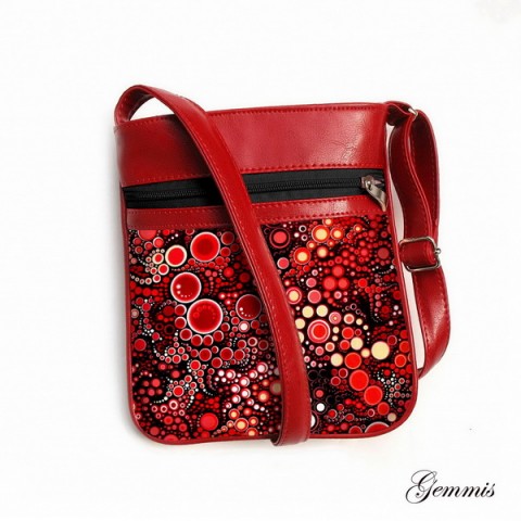 Kabelka Jenny No.95 kabelka červená šitá zip bublinky popruh crossbody 