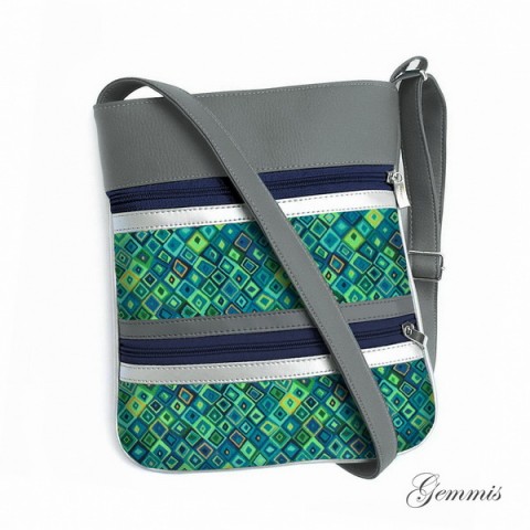 Kabelka Janette No.84 kabelka barevná čtverečky šitá satén zip popruh crossbody 