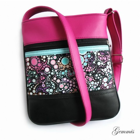 Kabelka Janette No.91 kabelka barevná šitá satén zip bublinky popruh crossbody 