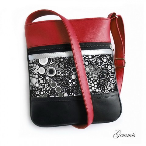 Kabelka Janette No.92 kabelka barevná šitá satén zip bublinky popruh crossbody 