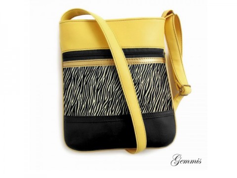 Kabelka Janette No.95 kabelka barevná vintage zebra šitá satén zip vlnky popruh crossbody 