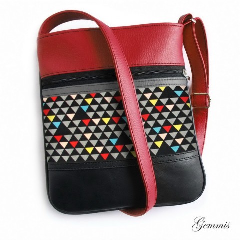 Kabelka Janette No.123 kabelka šitá trojúhelník zip popruh crossbody gemmis geometrie. originál 