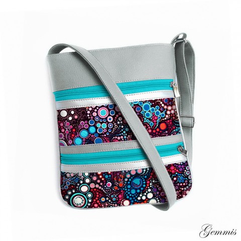 Kabelka Janette No.138 kabelka šedá barevná šitá zip bublinky popruh crossbody 