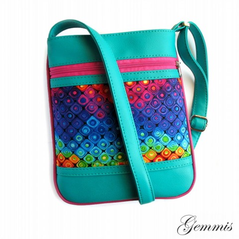 Kabelka Jenny No.121 Colours kabelka kostičky barevná šitá satén originál zip handmade máky popruh crossbody 