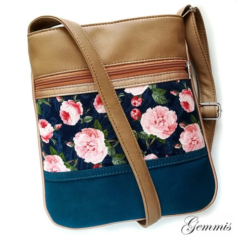 Kabelka Janette No.164 kabelka květy přírodní růže šitá zip popruh crossbody gemmis mandaly 