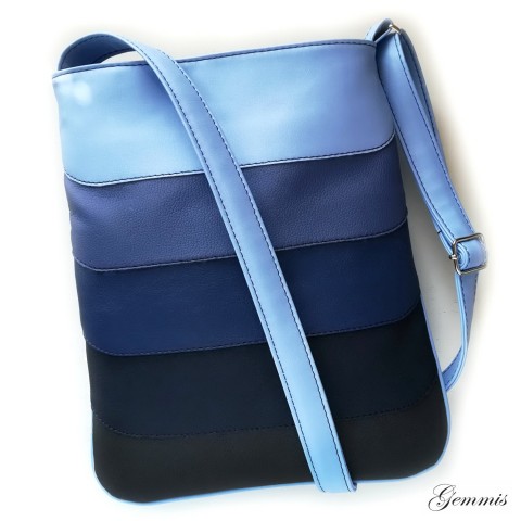 Kabelka Janette Rainbow No.5 kabelka modrá barevná šitá satén originál zip handmade popruh crossbody gemmis 