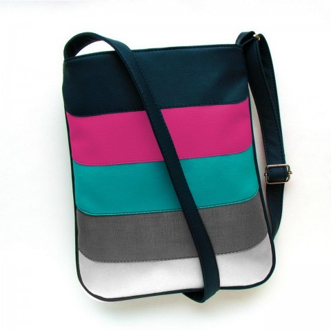 Kabelka Janette Rainbow No.7 kabelka barevná šitá satén duha originál zip handmade popruh crossbody gemmis 