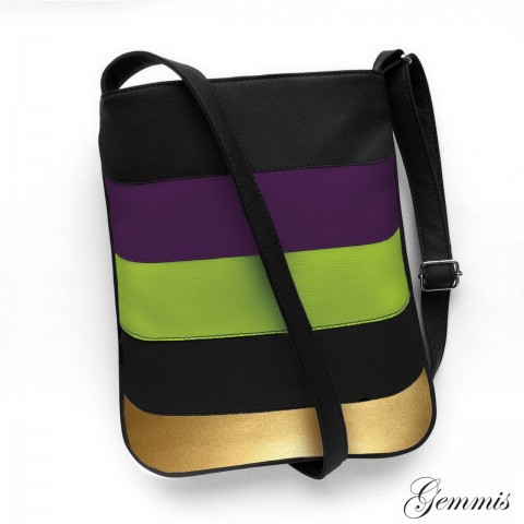 Kabelka Janette Rainbow No.8 kabelka barevná šitá satén duha originál zip handmade popruh crossbody gemmis 