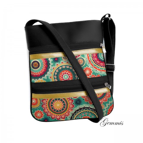 Kabelka Janette No.177 kabelka přírodní šitá zip popruh crossbody gemmis mandaly 