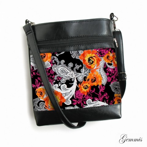 Kabelka Daisy Minor No.7 kabelka květy ornament šitá tisk zip popruh crossbody gemmis 