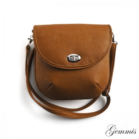 Kabelka JASMINE No.21 kabelka přírodní šitá karamel popruh crossbody gemmis karabinky 