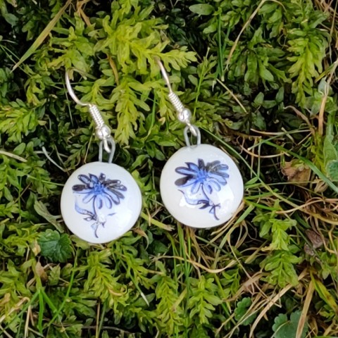 porcelánové náušnice modré kytky-1 náušnice listy porcelánový šperk 