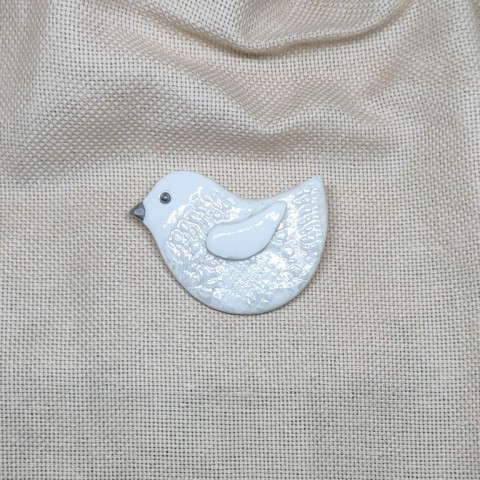 ptáček porcelánová brož brož pták listr porcelánový šperk 