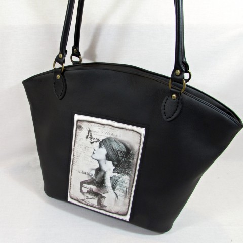 kabelka--gramofon kabelka taška bílá černá retro léto luxusní černobílá výlet 