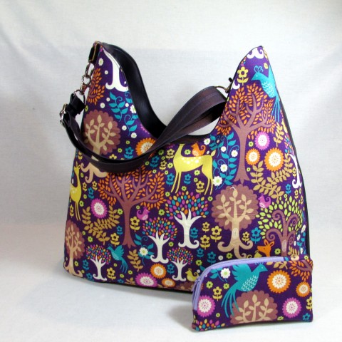 kabelka fantastický les kabelka originální taška strom velká fialová les prostorná zvířátko 