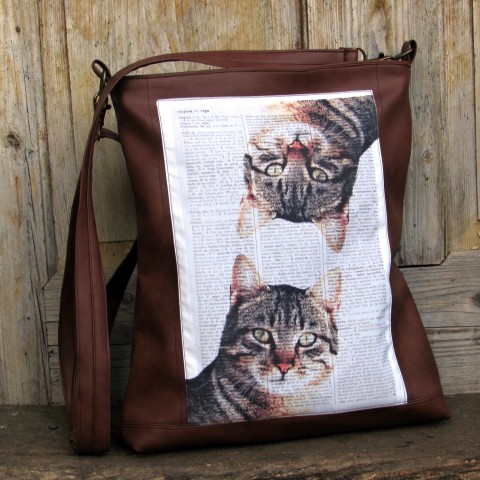 Kabelka kočky kočkaté kabelka originální dárek taška elegantní hnědá kočky sportovní šedá barevná vzorovaná výlet kašmír crossbody 