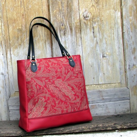 Kabelka červená  no.2 kabelka červená originální taška květina květ prostorná černá elegantní 