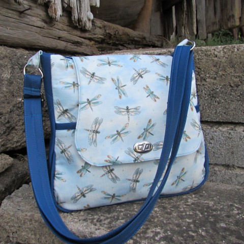 Kabelka vážky kabelka originální dárek modrá holčička dívčí léto vážka koženková kombinovaná mini kabelka ceossbody 