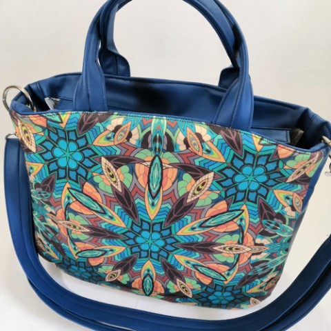kabelka modrá mandala kabelka doplněk červené zelená taška květina barevná prostorná dovolená nákupní koženková výlet kombinovaná překlápěcí na pláž 