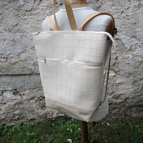 Batoh krémový kabelka originální dárek taška letní batoh léto krémový koženkový 