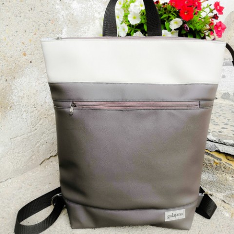 Batoh šedý kabelka originální dárek taška letní batoh léto krémový koženkový 