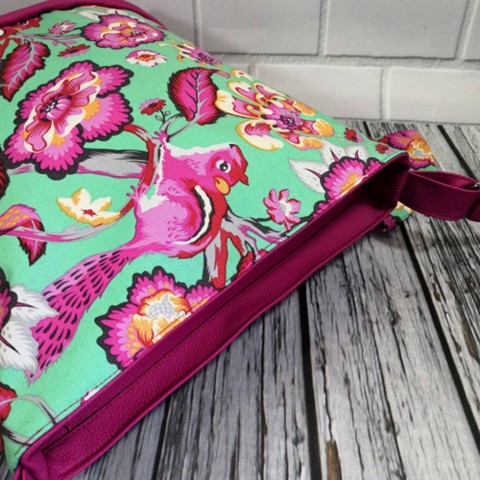 Kabelka s veverkou kabelka originální růžová letní květ tyrkysová luxusní látková prostorná koženka dovolená 