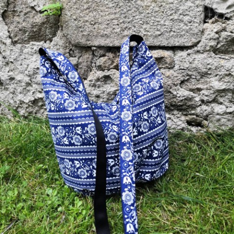 Kabelka modrotisk kabelka originální dárek taška letní léto vak džínovina folklor modrotisk 