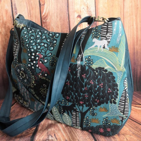 Kabelka džungle kabelka originální dárek zelená taška ptáček motýl letní léto noty 