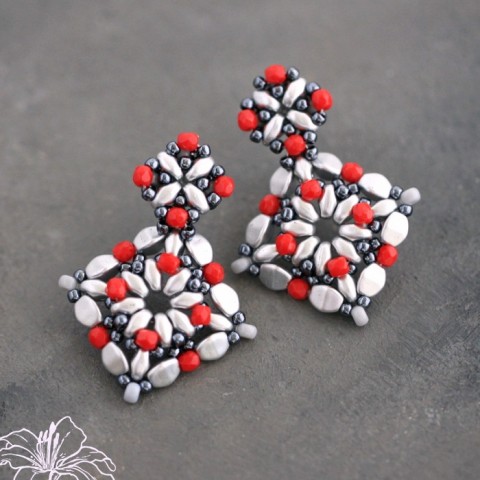 Náušnice Oraefo (chir. ocel) náušnice šité chirurgická ocel beadweaving orient orieantální 