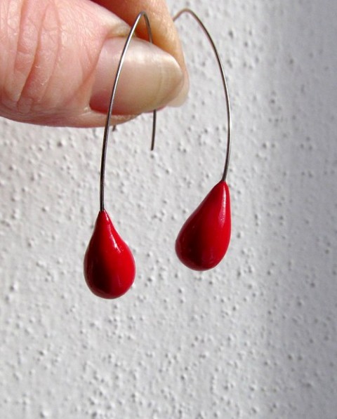 Kapky krve náušnice jednoduché elegantní kapky krvavé krev 