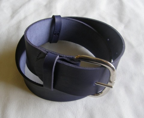 Pásek kožený modrý, 74-87 cm 