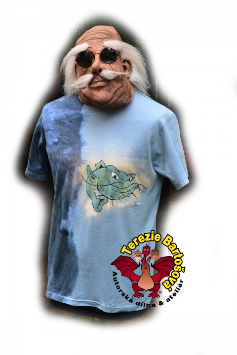 Kámo, ty seš pěknej SUMEC ryba elegantní nadměrné sexy tričko ryby rybář krátký rukáv pro pány pro kluky pro chlapy modrá barva 