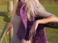 Fialovo-fialová pletená šála