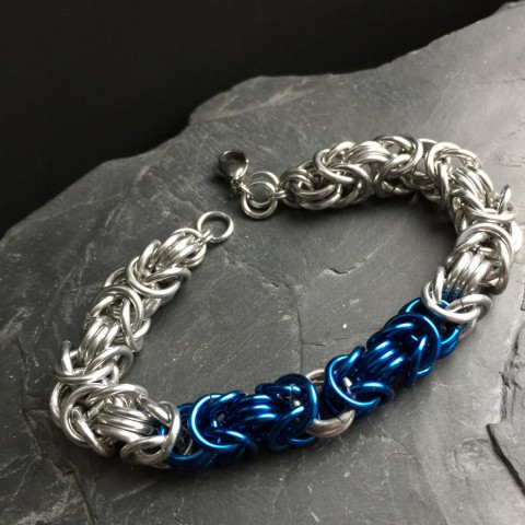 Byzantine blue & silver kroužkování chainmaille byzantine 