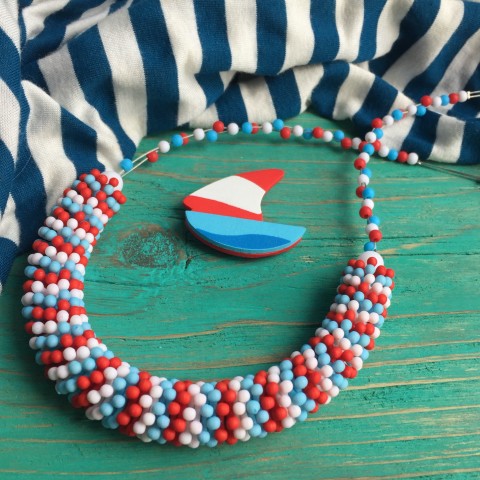 Náhrdelník Námořnický náhrdelník moře hravé barvy léto pruhy námořník válečky 