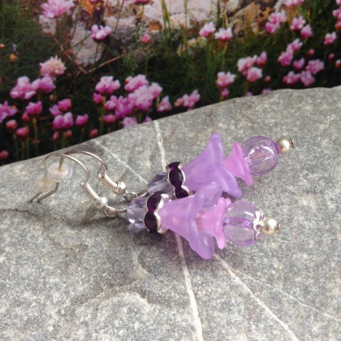 Lila zvonečky - náušnice květina fialová zvoneček louka jaro lila 