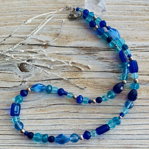 Kobaltové korálky náhrdelník korálky elegantní barevný 