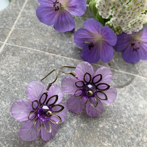 Maxi fialky - náušnice květina fialová fialky 
