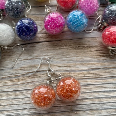 Oranžové bublinky - náušnice náušnice koule barevné veselé hravé kulička baňky bublinky colours bubliny cukrlátka 