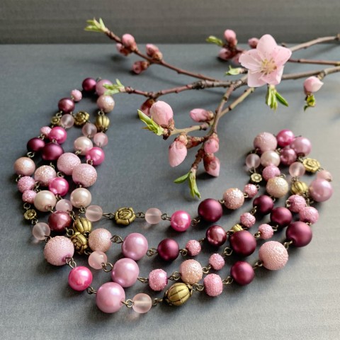 Růžové korále luxusní perly korále sváteční 