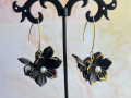 Černé květy - náušnice