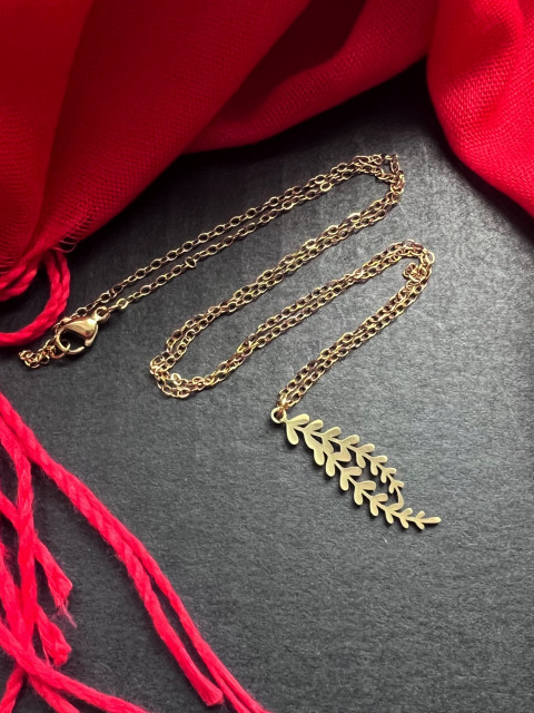 Řetízek s lístečkem- S.Steel přívěsek lístek větvička nerez steel lísteček. zirkon 