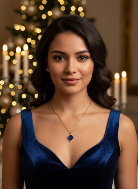 Řetízek se čtyřlístkem - S.Steel přívěsek modrá sklo nerez čtyřlístek pozlacené steel 