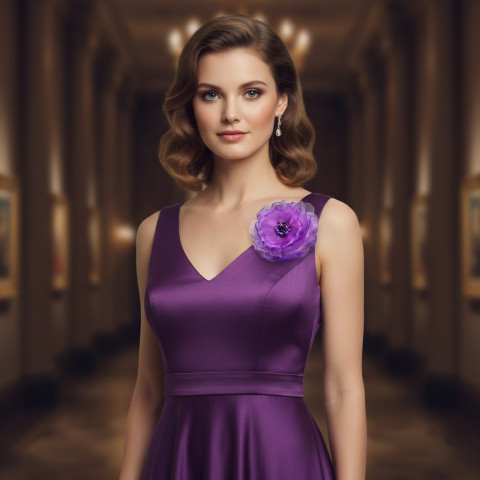 Brož Fialka brož květina organza fialky střapatka 