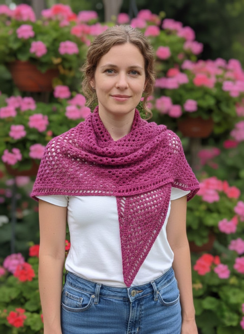 Zachumlat se růžově-háčkovaný pléd růžová bavlna háčkování šedá šátek pléd magenta 