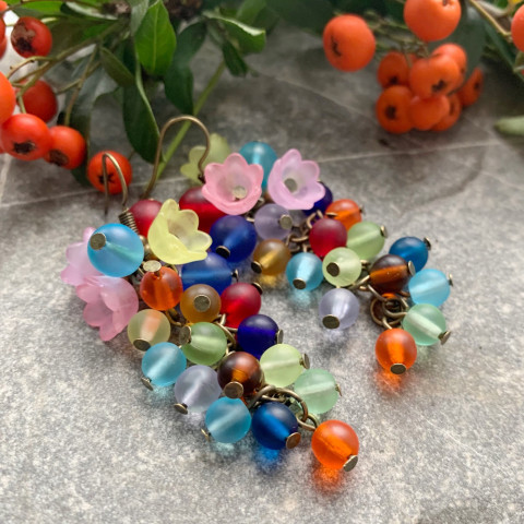 Náušnice barevné hrozny 02 korálky barvy hrozny colors 