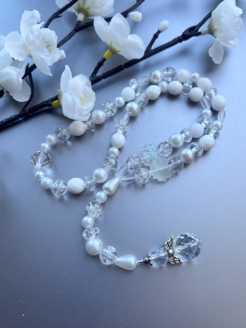 Autorůženec s andělem 03 korálky anděl růženec ochránce do auta 