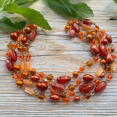 Rezavé korále oranžová měď rezavá luxusní perly korále sváteční 